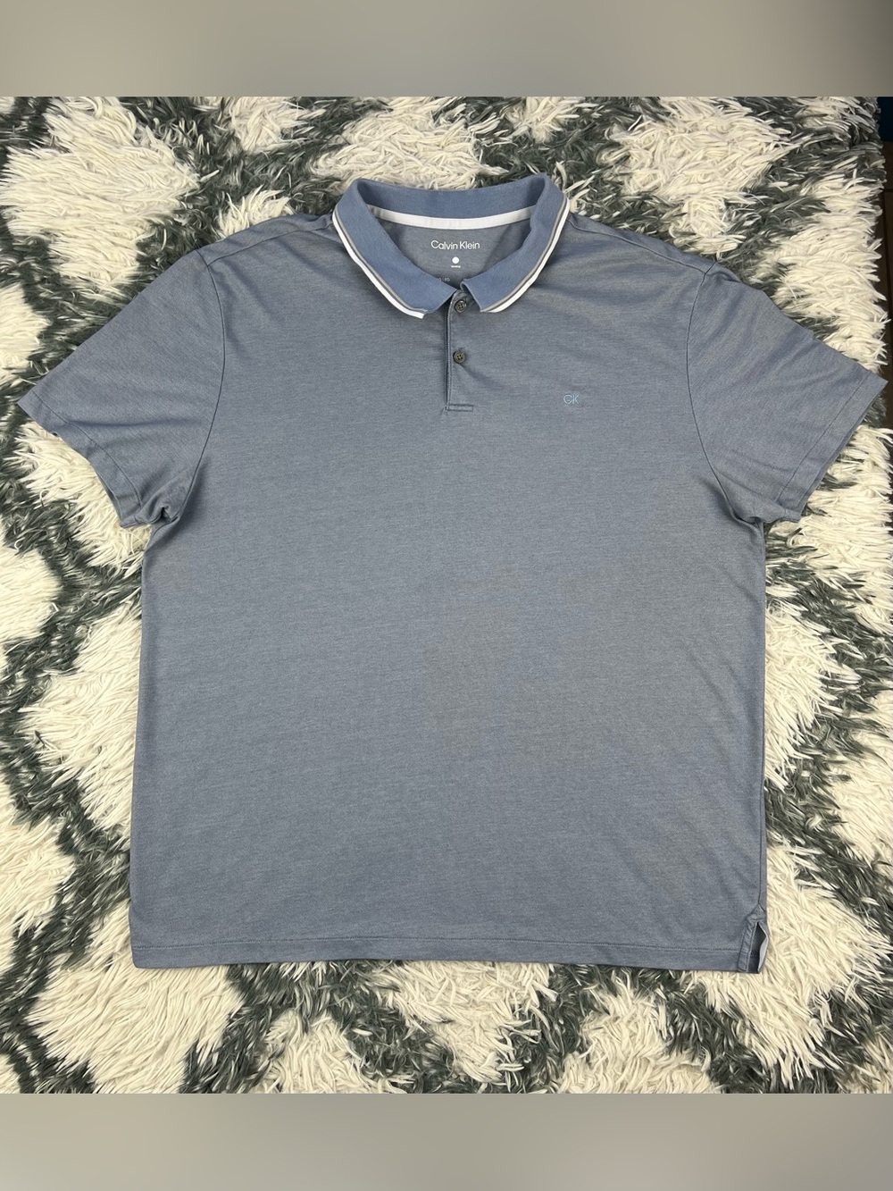 Calvin Klein Men’s Blue Wicking Casual Short Sleeve Polo Shirt Size XL